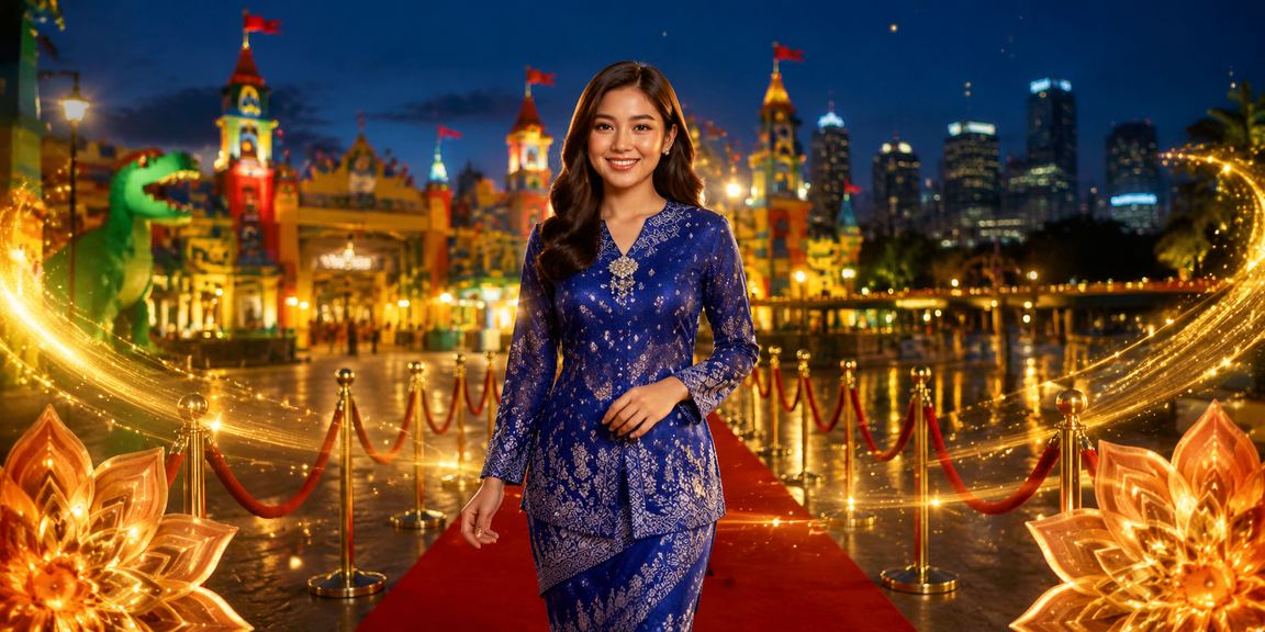 Pengguna Malaysia dalam pakaian tradisional baju kurung membuat deposit dalam talian dengan mudah